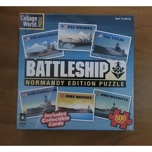 Battleship Normandy Edition Jigsaw Puzzle Collage World 500 Pieces W/ Cards New